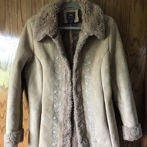 Route 66 tan faux suede women’s coat, size Large